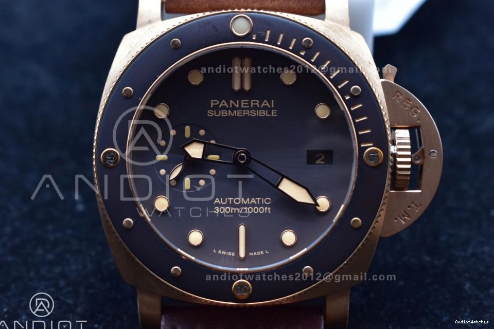 and on Strap 995 V Brown Brown Best P.9010 VSF Clone Bezel Bronzo PAM968 Calfskin Ceramic Dial Edition SunProtective 1:1 0429